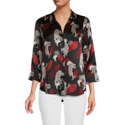 L  AGENCE Dani Print Silk Shirt