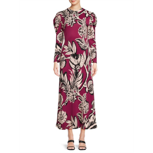 Johanna Ortiz Puff Sleeve Floral Maxi Dress