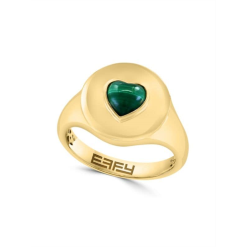 Effy 14K Yellow Gold & Malachite Heart Signet Ring