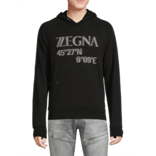 Z Zegna Logo Coordinates Pullover Hoodie
