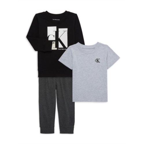 Calvin Klein Jeans Little Boys 3-Piece Sweatshirt, Tee & Joggers Set