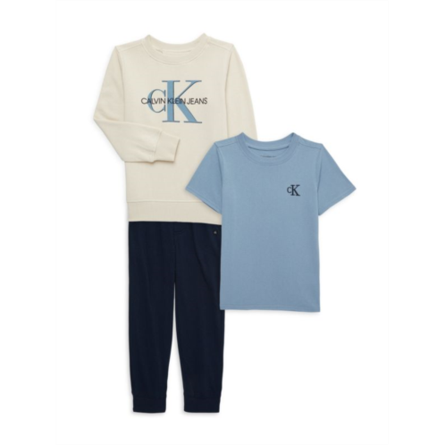 Calvin Klein Jeans Little ?Boys 3-Piece Sweatshirt, Tee & Joggers Set