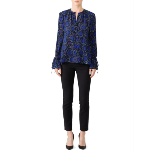 Derek Lam 10 Crosby Bell Sleeve Floral Silk Button Down Blouse