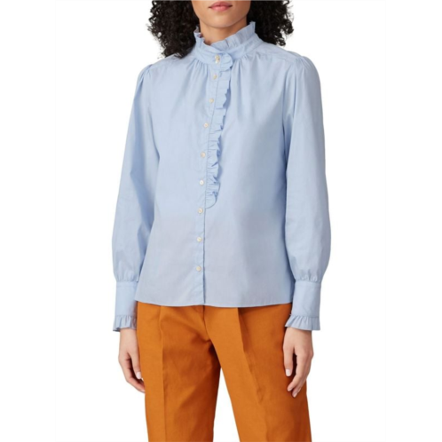 Rebecca Taylor Highneck Ruffle Trim Shirt