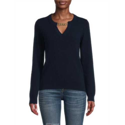 Bruno Magli Keyhole Chain Cashmere Sweater