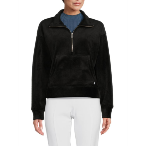 DKNY Tech Velour Quarter Zip Sweatshirt