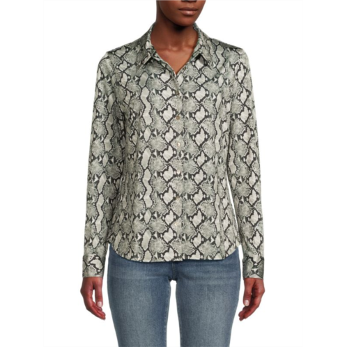 L  AGENCE Harmony Snakeskin Print Shirt