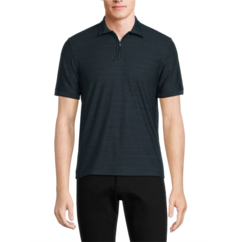 Kenneth Cole Heathered Zip Up Polo