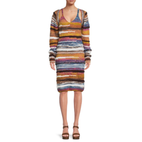 CAARA Sobol 2-Piece Stripe Wool Blend Sweater Dress