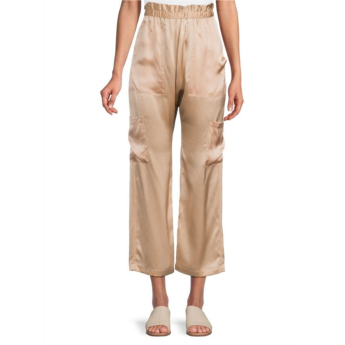 NSF Shailey Silk Cropped Paperbag Pants