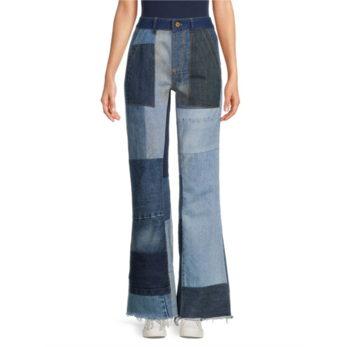 NSF Knix Mid Rise Patchwork Flared Jeans