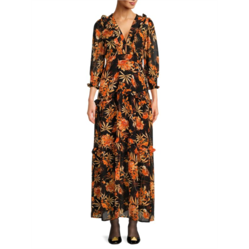 MELLODAY Floral Ruffle Tiered Maxi Dress