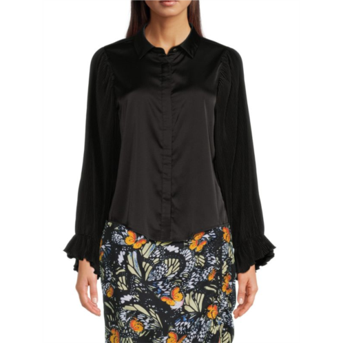 Area Stars Pia Pleated Charmeuse Blouse