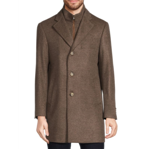 Saks Fifth Avenue Modern Fit Wool Blend Car Coat With Bib