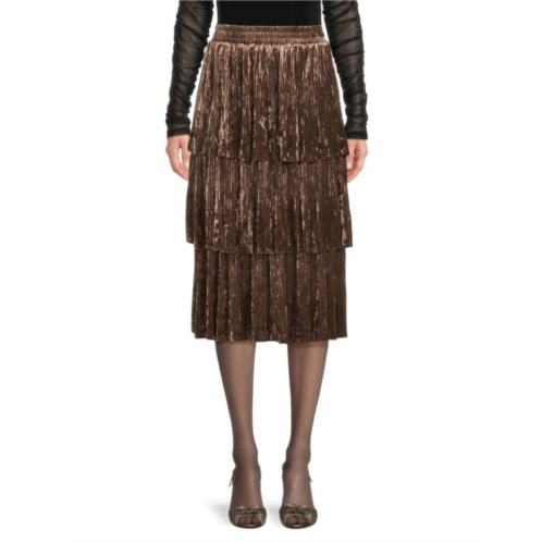 70/21 Velvet Tiered Midi Skirt