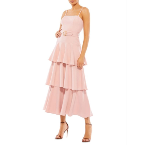 Mac Duggal Belted Ruffle Midaxi Dress