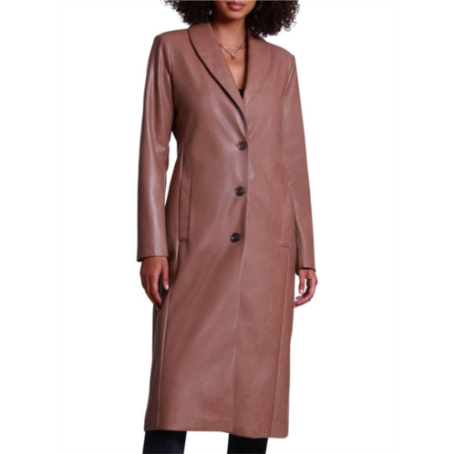 Avec Les Filles Faux Leather Trench Coat