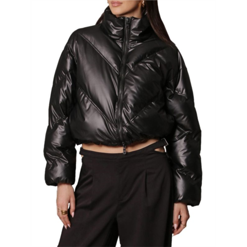 Avec Les Filles Thermal Puff Relaxed Fit Cropped Puffer Jacket