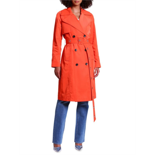 Avec Les Filles Relaxed Fit Double Breasted Rain Trench Coat