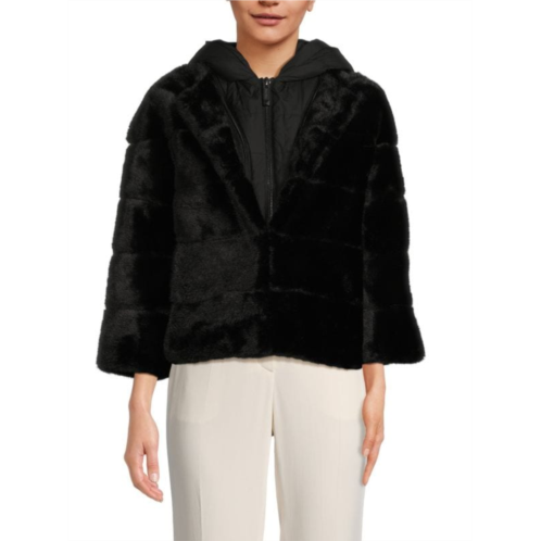 BELLE FARE Hooded Faux Fur Bomber Jacket