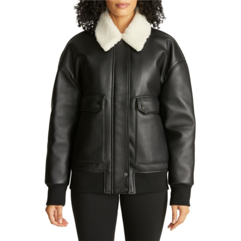 Hudson ?Oversized Faux Leather Bomber Jacket