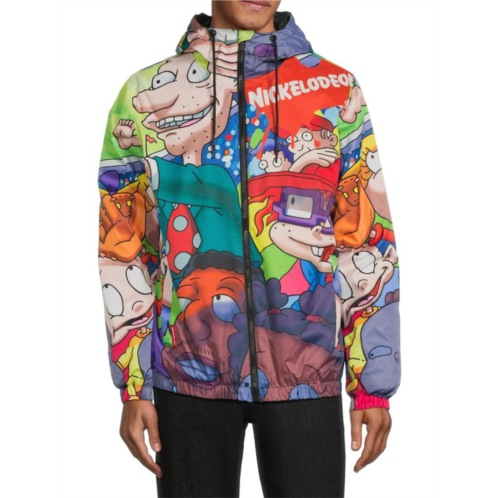 Members Only Print Hooded Puffer Jacket