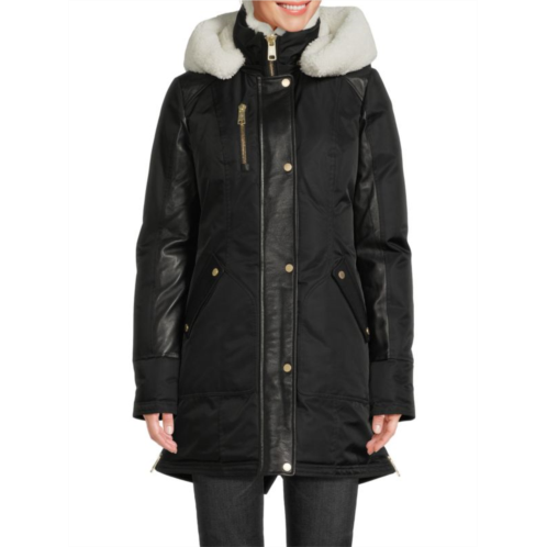 Nicole Benisti Chelsea Shearling Trim Hooded Down Jacket