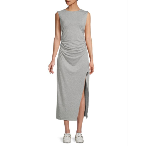 Tash+Sophie Ray Ruched Jersey Slit Midi Dress