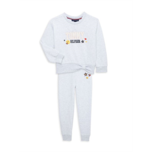 Tommy Hilfiger Little Girls 2-Piece Logo Sweatshirt & Joggers Set