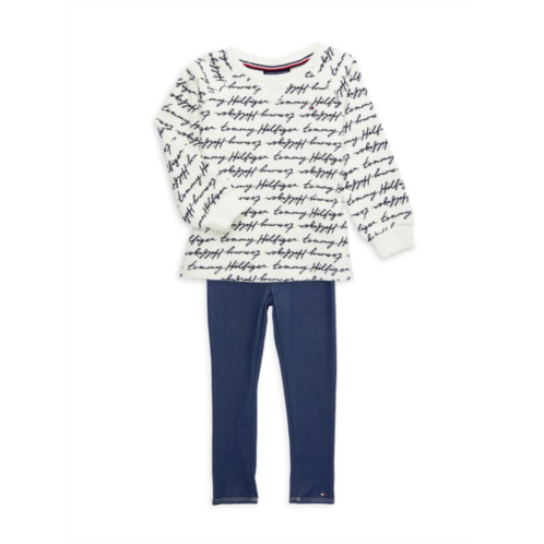 Tommy Hilfiger Little Girls 2-Piece Logo Sweatshirt & Leggings Set