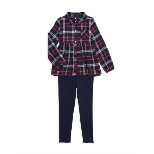 Tommy Hilfiger Little Girls Peplum-Style Shirt & Leggings Set
