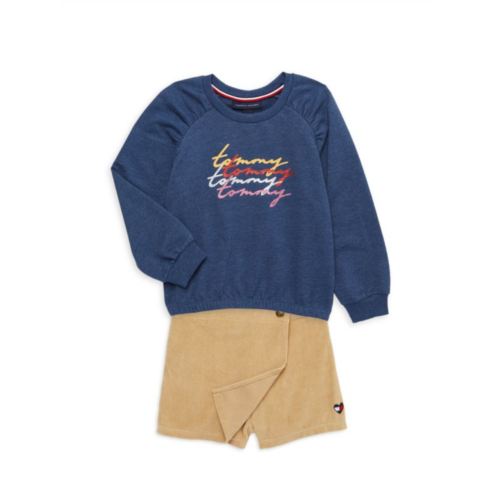 Tommy Hilfiger Little Girls 2-Piece Sweatshirt & Corduroy Skort Set