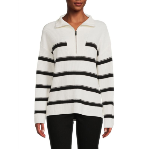 Laundry by Shelli Segal Striped Quarter Zip Sweater