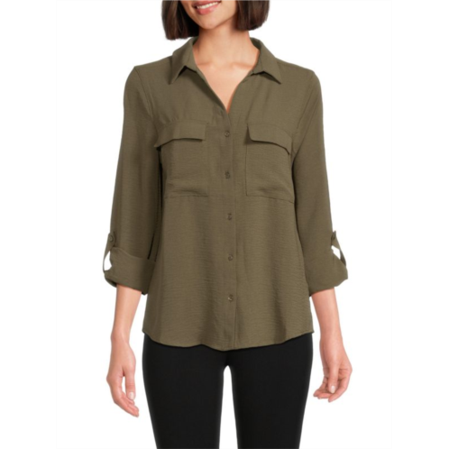 Laundry by Shelli Segal Solid Flap Pocket Shirt