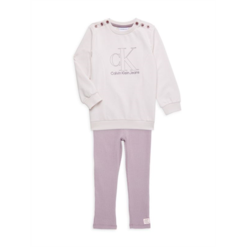 Calvin Klein Jeans Little Girls 2-Piece Sweatshirt & Waffle Knit Leggings Set