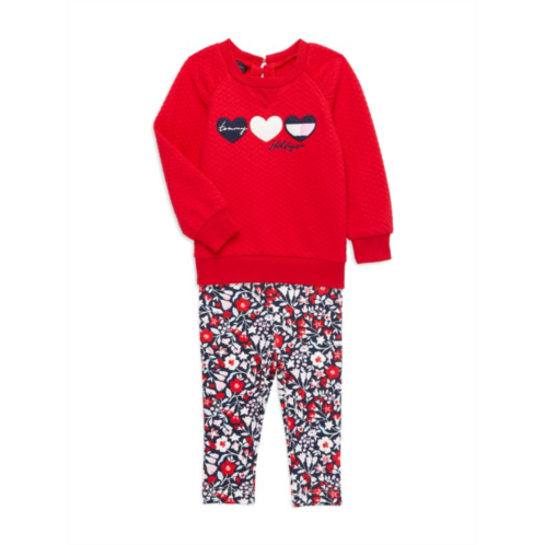 Tommy Hilfiger Little Girls 2-Piece Sweatshirt & Floral Leggings Set