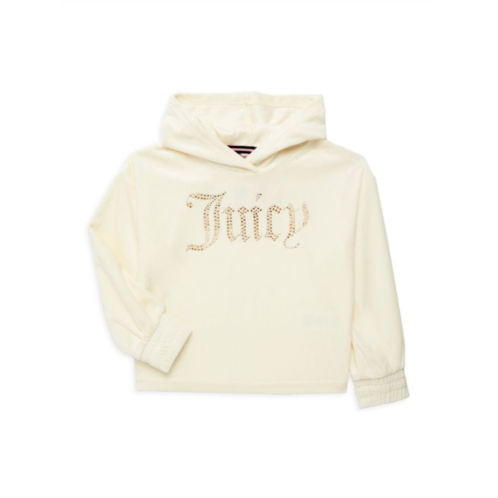 Juicy Couture Little Girls Studded Logo Velour Hoodie