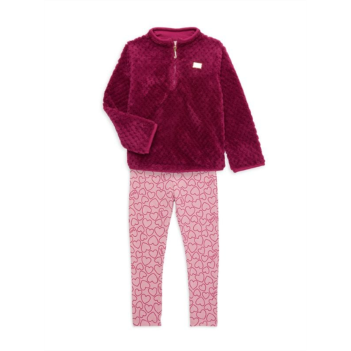 Juicy Couture Little Girls 2-Piece Faux Shearling Pullover & Heart Leggings Set