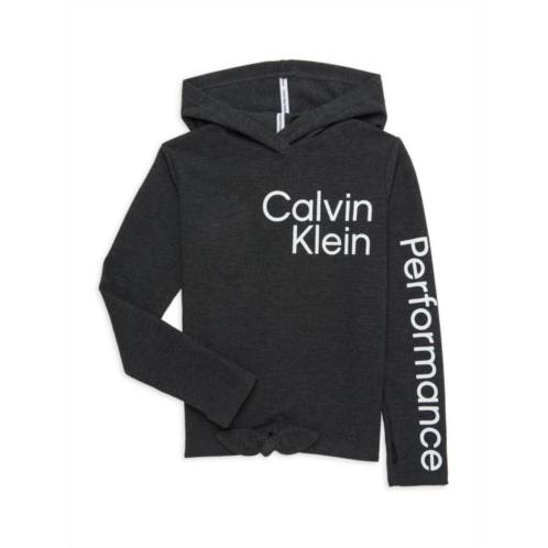 Calvin Klein Jeans Girls Tie Waffle Knit Hoodie