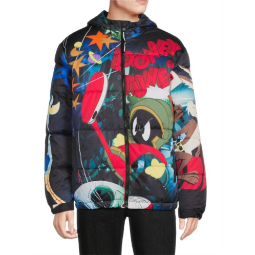 Members Only Looney Tunes Print Puffer Jacket