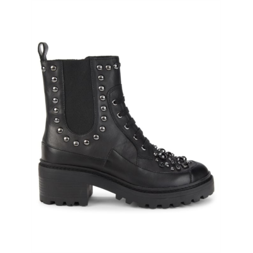 Karl Lagerfeld Paris Breck Studded Leather Combat Boots