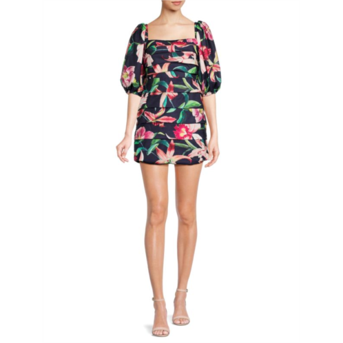 PatBO Laelia Floral Pleated Mini Sheath Dress