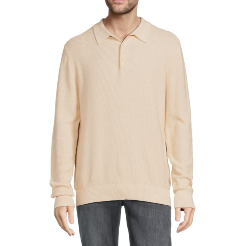 Onia Waffle Patterned Cashmere Blend Polo