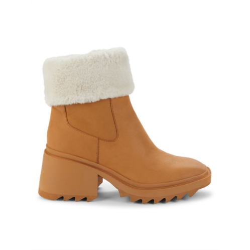 Karl Lagerfeld Paris Carey Sawooth Faux Fur Trim Ankle Boots