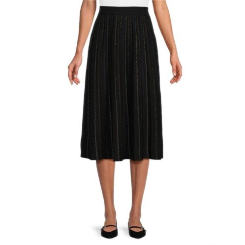 YAL New York Striped Lurex A Line Midi Skirt