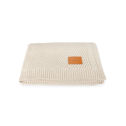 Vince Rib Knit Merino Wool Blend Throw Blanket