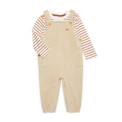 Calvin Klein Baby Girls 2-Piece Striped T Shirt & Overall Set