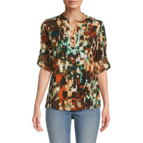 Calvin Klein Print Button Front Top