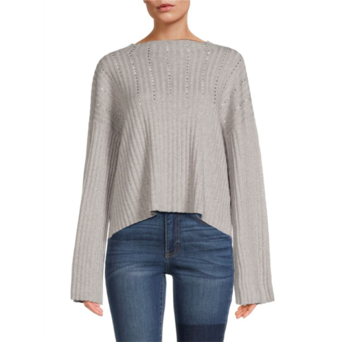 DKNY Studded Ribbed Dolman Sweater