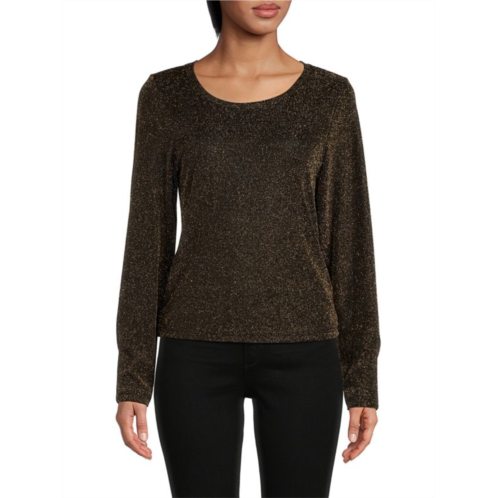 DKNY Long Sleeve Metallic Top